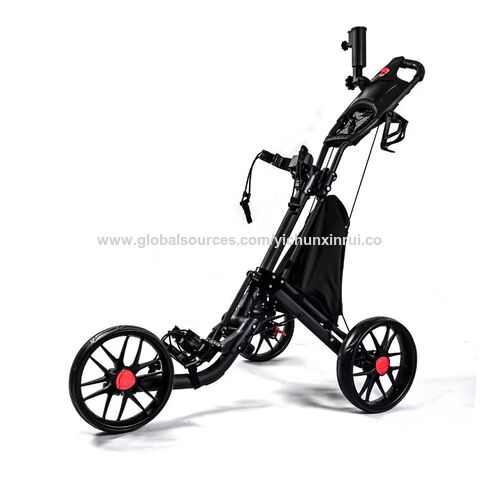 Carro de empuje de golf de aluminio con soporte de paraguas Nuevo estilo plegable altura ajustable 3 ruedas