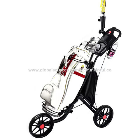 Carro de empuje de golf de aluminio con soporte de paraguas Nuevo estilo plegable altura ajustable 3 ruedas