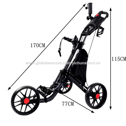 Carro de empuje de golf de aluminio con soporte de paraguas Nuevo estilo plegable altura ajustable 3 ruedas