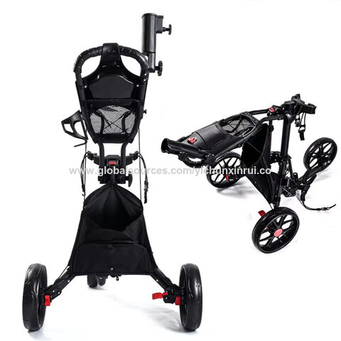 Carro de empuje de golf de aluminio con soporte de paraguas Nuevo estilo plegable altura ajustable 3 ruedas