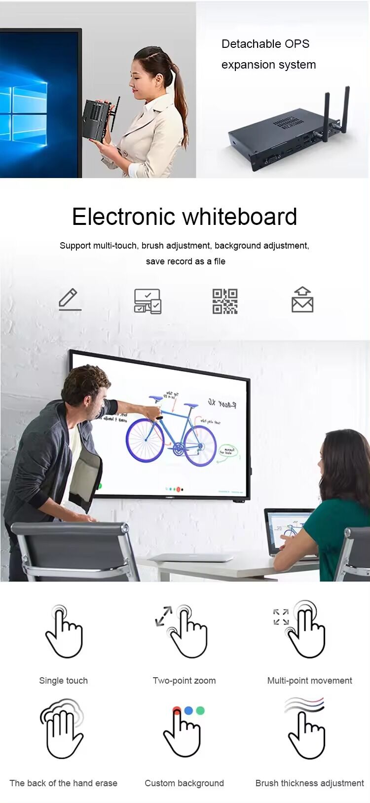 Factory Price 65 Inch Interactive 4k Led Pen/finger Multi Touch Smart ...