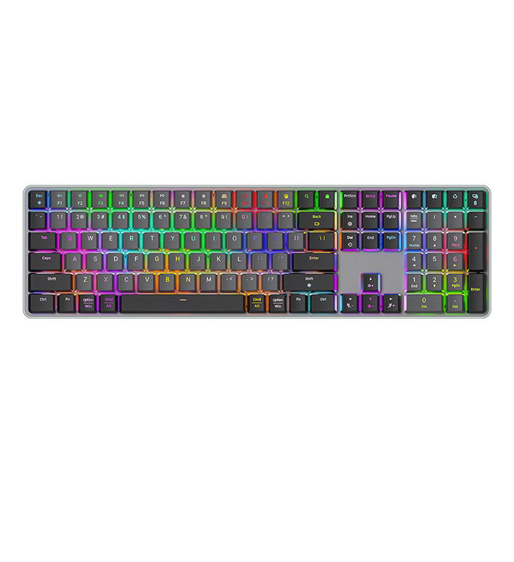 Keyboard Bermain Game Mekanis, Nirkabel 2.4g Aluminium Aloi Rgb Tipis