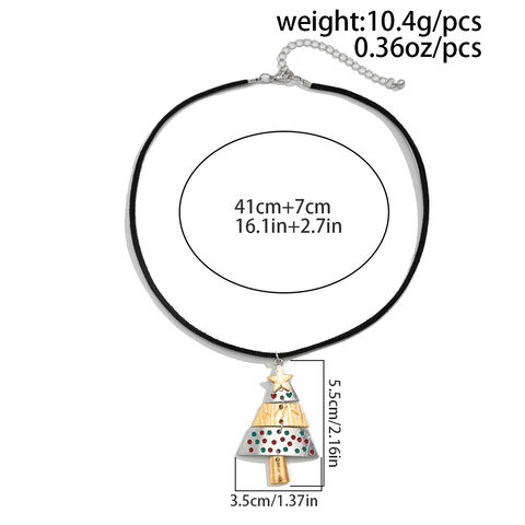 SISSLIA New Punk Metal Geometric Christmas Tree Dangle Earrings Necklace Jewelry Set for Women Festival Party