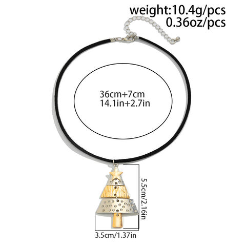 SISSLIA New Punk Metal Geometric Christmas Tree Dangle Earrings Necklace Jewelry Set for Women Festival Party