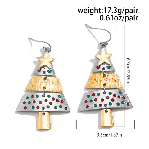 SISSLIA New Punk Metal Geometric Christmas Tree Dangle Earrings Necklace Jewelry Set for Women Festival Party