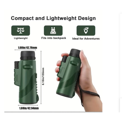 Telescopio Monocular Zoom Tube 10x de Alta Potencia, Impermeable, Alcance de Bolsillo para Adultos, Observación de la Vida Silvestre y Actividades al Aire Libre