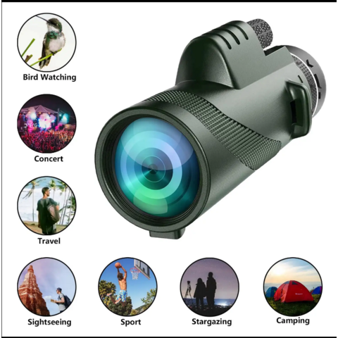 Telescopio Monocular Zoom Tube 10x de Alta Potencia, Impermeable, Alcance de Bolsillo para Adultos, Observación de la Vida Silvestre y Actividades al Aire Libre