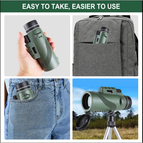Telescopio Monocular Zoom Tube 10x de Alta Potencia, Impermeable, Alcance de Bolsillo para Adultos, Observación de la Vida Silvestre y Actividades al Aire Libre