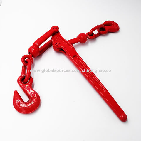 Tendeur à Levier Forgé, Type US 5/8", Peinture Rouge, pour Arrimage de Charges