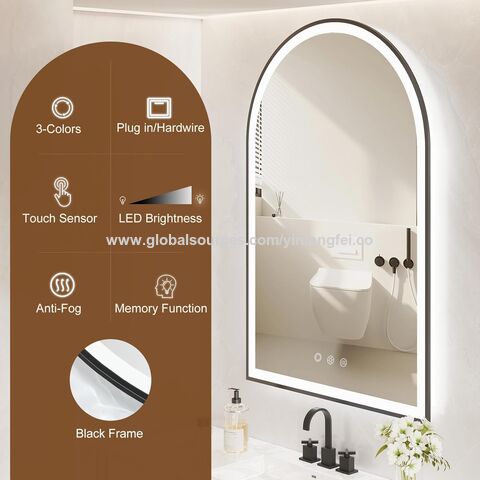 Espejo de Baño LED Arqueado de 50x75 cm con Luz Frontal y Trasera