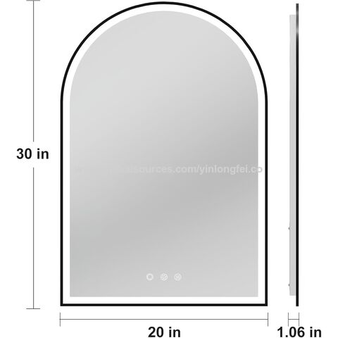 Espejo de Baño LED Arqueado de 50x75 cm con Luz Frontal y Trasera