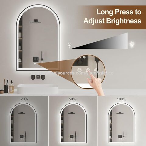 Espejo de Baño LED Arqueado de 50x75 cm con Luz Frontal y Trasera