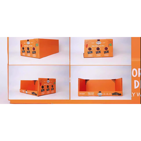 Caja de exhibición para tienda, estante de exhibición para artículos de uso diario, almacenamiento de cartón corrugado, caja de exhibición PDQ apilable