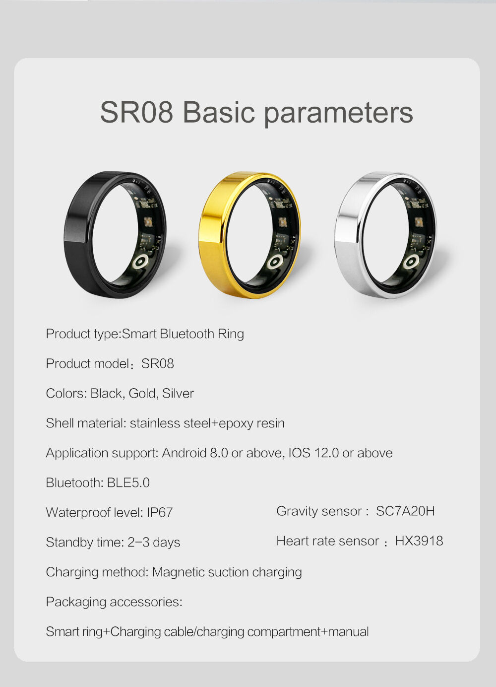 Wholesale Health Sport Ring Fitness Tracker Stainless Steel Blood ...