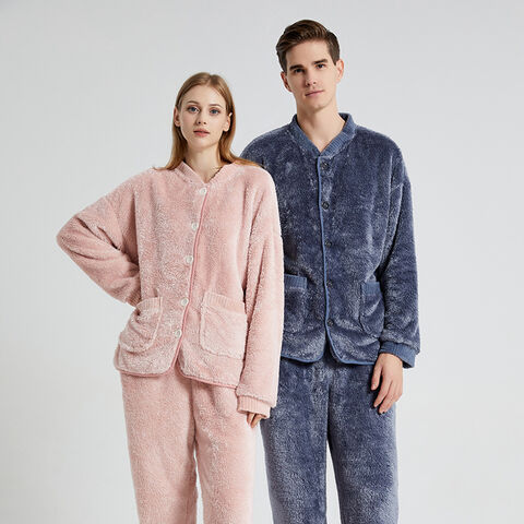 Conjunto de Pijama de Franela Personalizado de Fábrica, Suave, Cálido, Grueso, Cómodo para el Hogar en Invierno