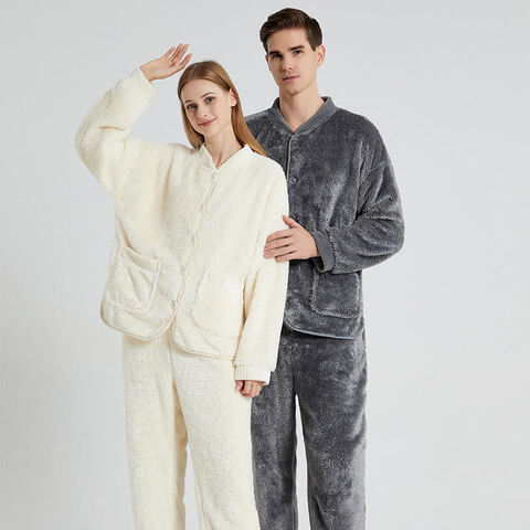 Conjunto de Pijama de Franela Personalizado de Fábrica, Suave, Cálido, Grueso, Cómodo para el Hogar en Invierno