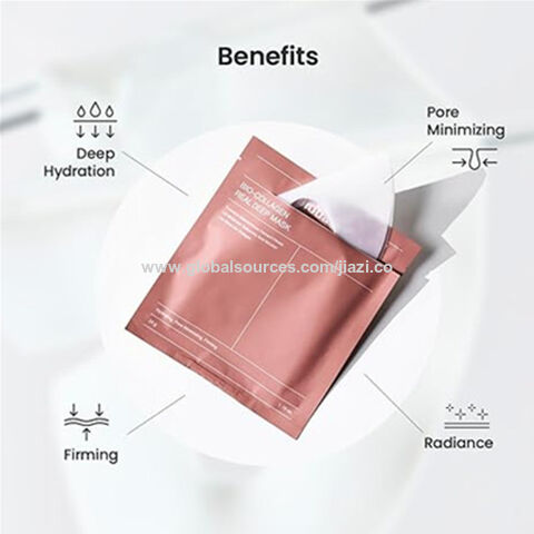 BIO Máscara Facial Profunda de Bio-Colágeno, Máscara Hidratante Noturna em Hidrogel, Minimização de Poros, Melhora da Elasticidade, 34g x4 unidades
