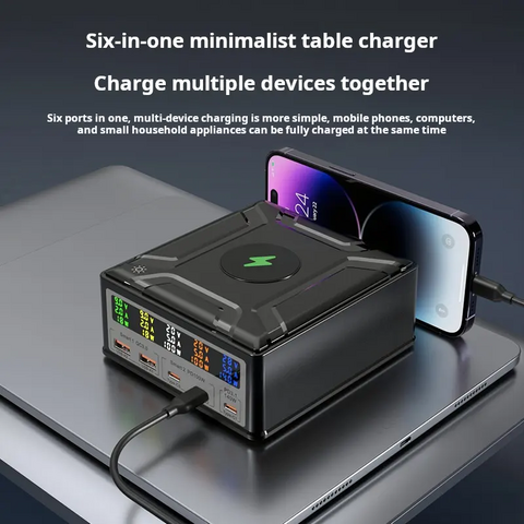 Compact USB Charger Station: Fast Multi-Port Charging for All Your Devices - Efficient, Sleek Design for Home or Office Use!