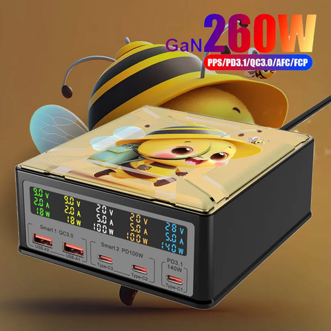 Compact USB Charger Station: Fast Multi-Port Charging for All Your Devices - Efficient, Sleek Design for Home or Office Use!