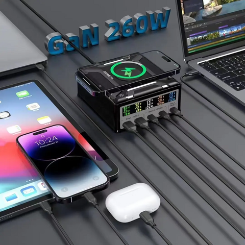 Compact USB Charger Station: Fast Multi-Port Charging for All Your Devices - Efficient, Sleek Design for Home or Office Use!