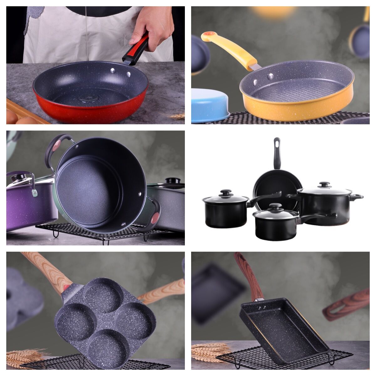 Shallow Cake Pan Set Rectangular Carbon Steel Without Lid Non-stick ...
