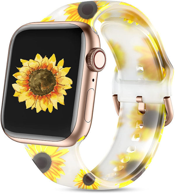 Custom Flower Printed Transparent Smart Watch Bands 38mm 40mm 41mm
