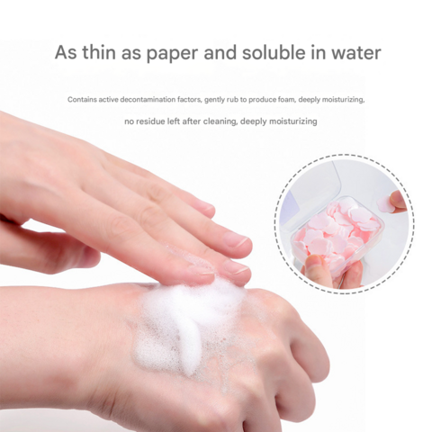 Jabón de manos desechable portátil Mini Viaje portátil Hojas de papel de jabón de pétalos solubles