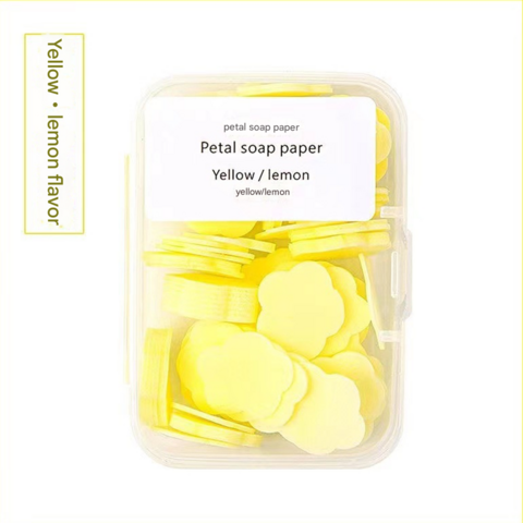 Jabón de manos desechable portátil Mini Viaje portátil Hojas de papel de jabón de pétalos solubles