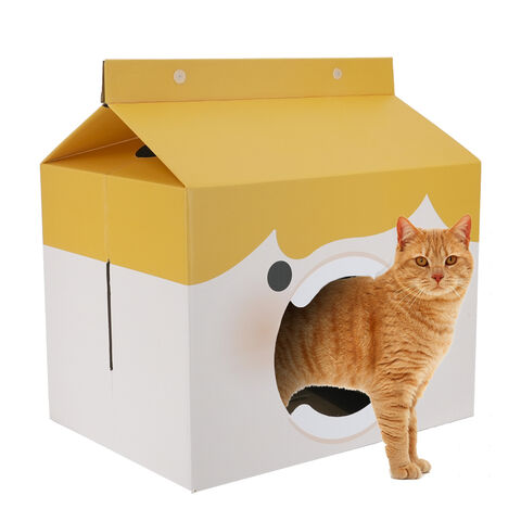 Boîtes d'emballage en carton ondulé à impression personnalisée pour fournitures pour animaux de compagnie, maisons pour chats
