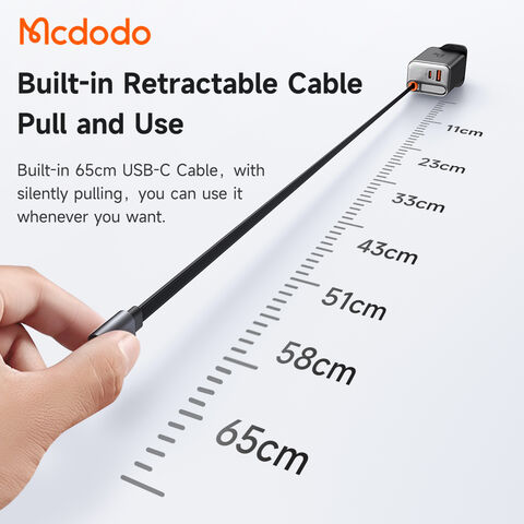 Mcdodo 409 FreeGo Chargeur avec Câble USB-C 67W Rétractable 45W 60W 30W GaN Chargeur de Voyage pour iPhone Ordinateur Portable Écouteurs