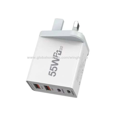 شواحن USB متعددة المنافذ 55 واط، محول طاقة USB OEM، سعر جيد، شاحن سريع 4 منافذ، شواحن سفر بالجملة، شواحن حائط