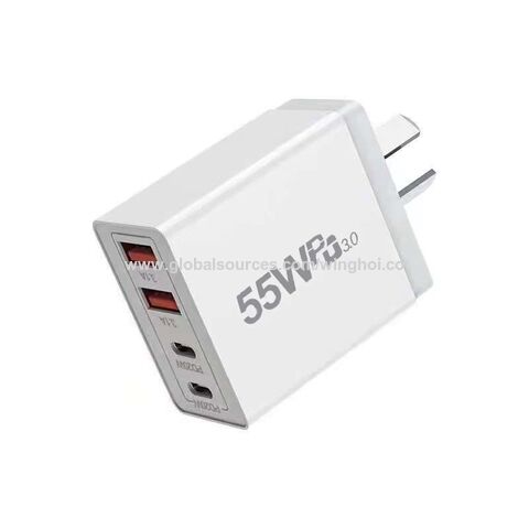شواحن USB متعددة المنافذ 55 واط، محول طاقة USB OEM، سعر جيد، شاحن سريع 4 منافذ، شواحن سفر بالجملة، شواحن حائط