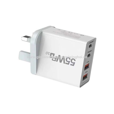شواحن USB متعددة المنافذ 55 واط، محول طاقة USB OEM، سعر جيد، شاحن سريع 4 منافذ، شواحن سفر بالجملة، شواحن حائط