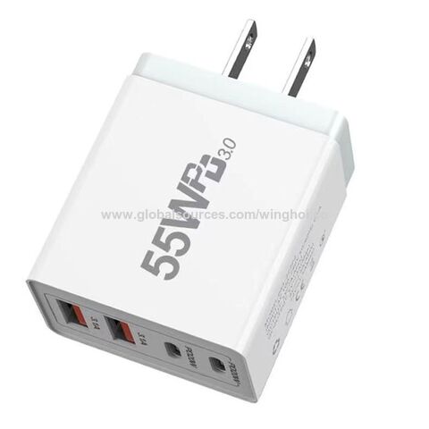 شواحن USB متعددة المنافذ 55 واط، محول طاقة USB OEM، سعر جيد، شاحن سريع 4 منافذ، شواحن سفر بالجملة، شواحن حائط