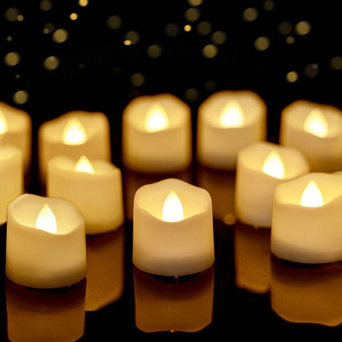 Velas Votivas Sin Llama, Velas Eléctricas Falsas Parpadeantes Sin Llama, Paquete de 24 Luces de Té LED a Batería de Más de 200 Horas en Blanco Cálido