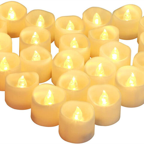 Velas Votivas Sin Llama, Velas Eléctricas Falsas Parpadeantes Sin Llama, Paquete de 24 Luces de Té LED a Batería de Más de 200 Horas en Blanco Cálido