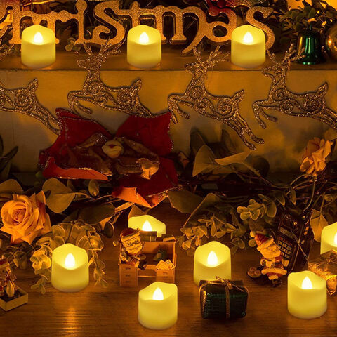 Velas Votivas Sin Llama, Velas Eléctricas Falsas Parpadeantes Sin Llama, Paquete de 24 Luces de Té LED a Batería de Más de 200 Horas en Blanco Cálido