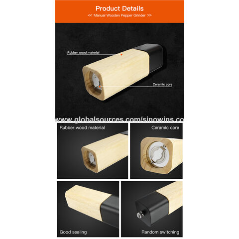 Neue Produkte Verstellbare manuelle Pfeffermühle und Salzmühle aus Holz für Küche und Gastronomie