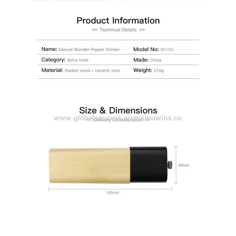 Neue Produkte Verstellbare manuelle Pfeffermühle und Salzmühle aus Holz für Küche und Gastronomie