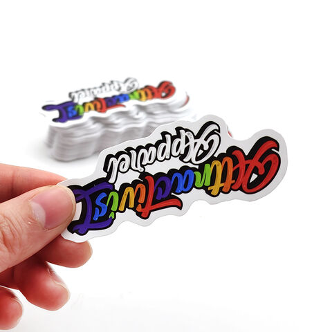 Stiker Dekorasi Kertas Vinil Pelangi Glitter Tahan Air Kustom untuk Laptop, Stiker Potong Mati