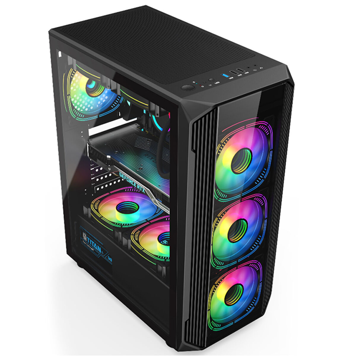 Ruix C7 New Design High Quality Tempered Glass Side Pnael Atx Game Case ...