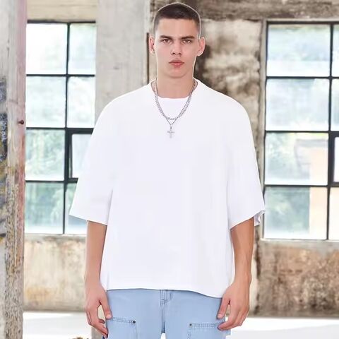 Benutzerdefiniertes Logo 100% Baumwolle French Terry Drop Shoulder Oversized Boxy T-Shirts Schwergewicht 220/240 Gramm High Street Style T-Shirt