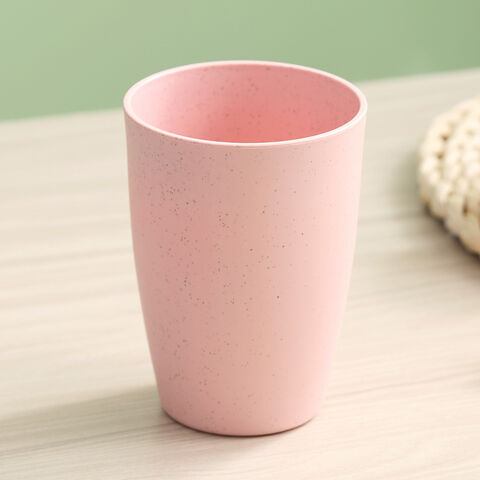 Vente en gros de gobelets biodégradables en paille de blé de couleur pure, personnalisation du logo disponible, gobelet de bain de bouche, gobelets en plastique ménagers