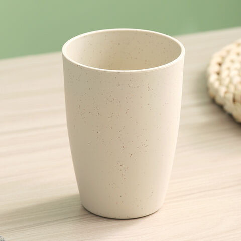 Vente en gros de gobelets biodégradables en paille de blé de couleur pure, personnalisation du logo disponible, gobelet de bain de bouche, gobelets en plastique ménagers