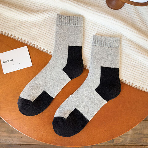 Wholesale Wool Men Socks Autumn Winter Double-Sided Thickened Plush Plus Warm Keeping Anti-Cold Breathable Men Wool Socks