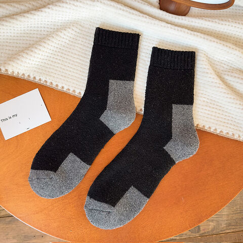 Wholesale Wool Men Socks Autumn Winter Double-Sided Thickened Plush Plus Warm Keeping Anti-Cold Breathable Men Wool Socks