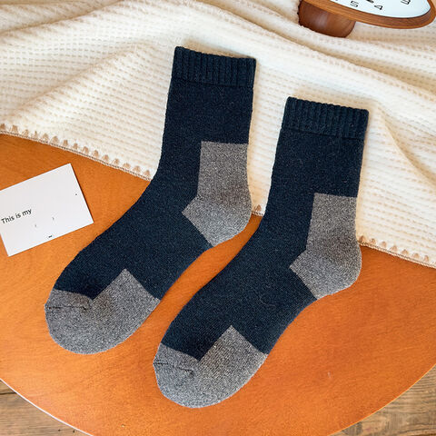 Wholesale Wool Men Socks Autumn Winter Double-Sided Thickened Plush Plus Warm Keeping Anti-Cold Breathable Men Wool Socks