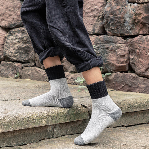 Wholesale Wool Men Socks Autumn Winter Double-Sided Thickened Plush Plus Warm Keeping Anti-Cold Breathable Men Wool Socks