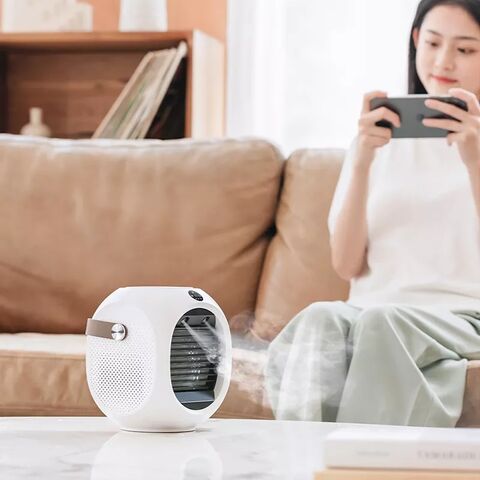 Ventilateur de Refroidissement d'Eau Portable avec Tête Oscillante pour Bureau, 220ML USB 2000mAh Mini Ventilateur Refroidisseur avec Écran LCD, Vente Directe Usine