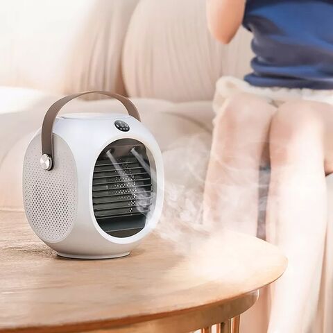 Ventilateur de Refroidissement d'Eau Portable avec Tête Oscillante pour Bureau, 220ML USB 2000mAh Mini Ventilateur Refroidisseur avec Écran LCD, Vente Directe Usine